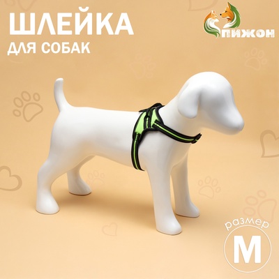 Шлейка улучшенная К7 мягкая светоотражающая, размер М, ОГ 52-66 см, вес 9.5-17.5 кг, зелёная