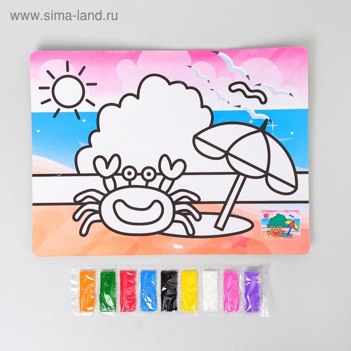Фреска с цветным основанием «Краб» 9 цветов песка по 2 г - Фото 1