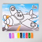 Фреска с цветным основанием «Самолет» 9 цветов песка по 2 г - Фото 3