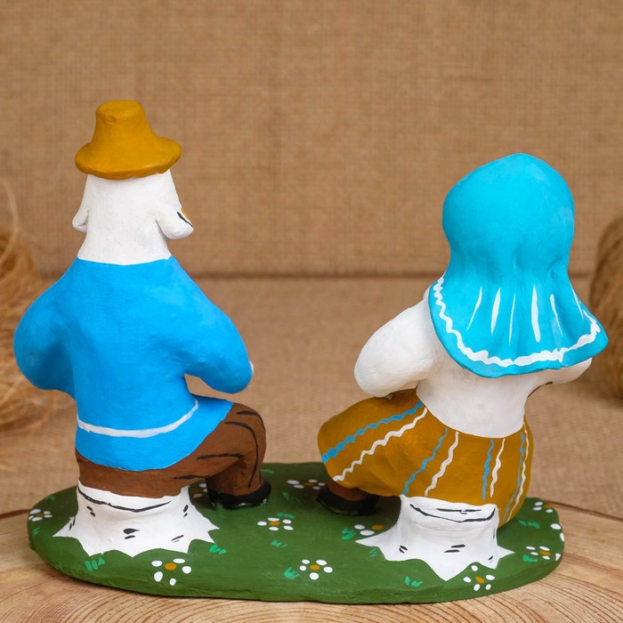 Сувенир «Мужик с бабой на пнях», 16×7×14,5 см, каргопольская игрушка - фото 1887829781
