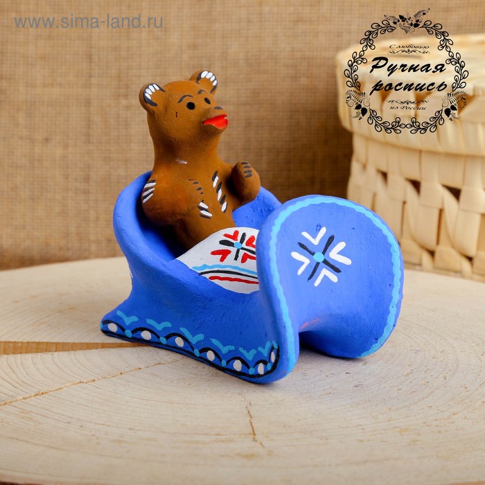 Сувенир «Медведь в санях», 10×7×9,5 см, каргопольская игрушка - Фото 1