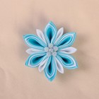 Бант для декора "Снежинка Канзаши №5", бело-голубая, D=5 см, 2 шт - Фото 2