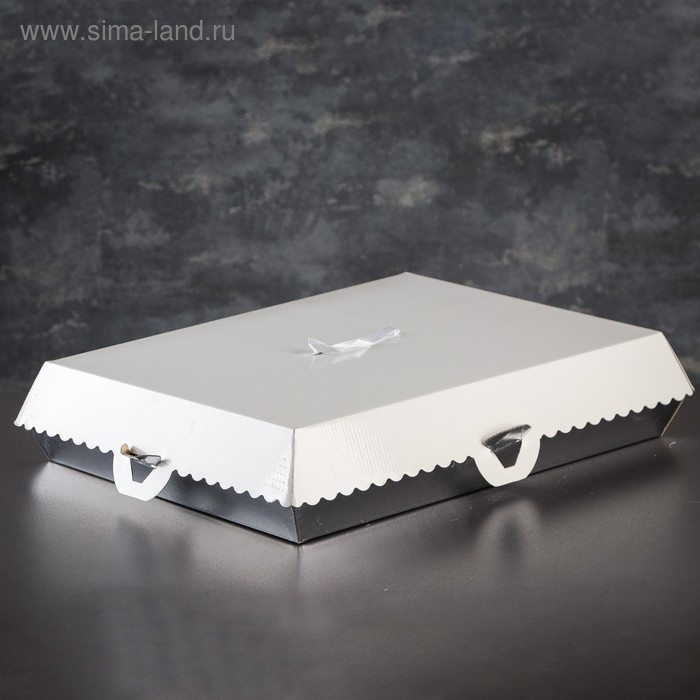 Коробка для пирожных, BON BON, премиум, серебряное основание, 42,5 x 32,5 x 10 см - Фото 1