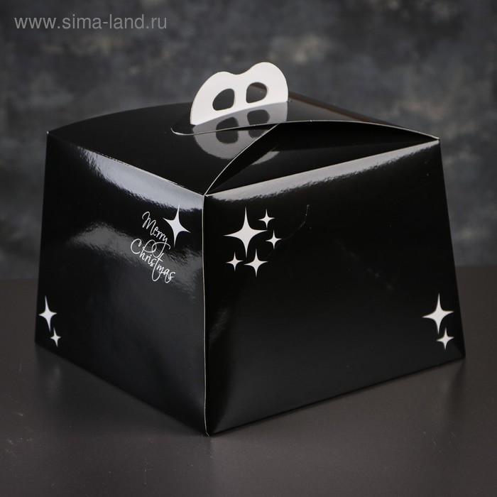 Упаковка для торта, премиум, NEW YEAR, чёрная, 25 х 25 см х 18 см - Фото 1