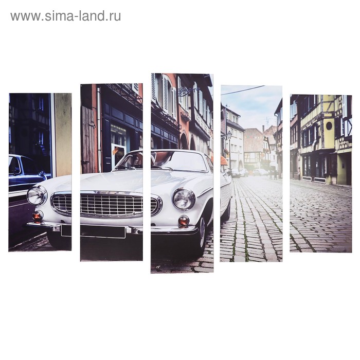 Картина модульная на подрамнике "Белый автомобиль" (2-25х63; 2-25х70; 1-25х80) 125х80см - Фото 1