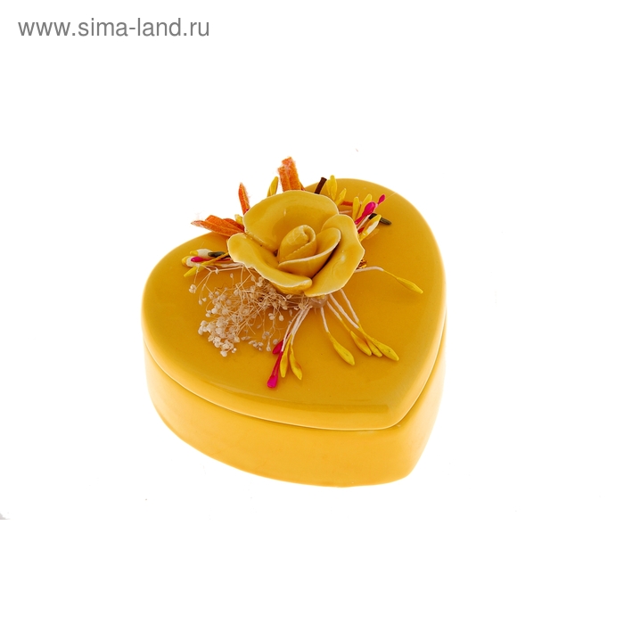 Шкатулка "Жёлтая роза" 5х6,5х7 см - Фото 1