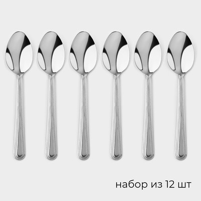 Набор ложек чайных из нержавеющей стали «Ванесса», длина 14 см, 12 шт., серебристый
