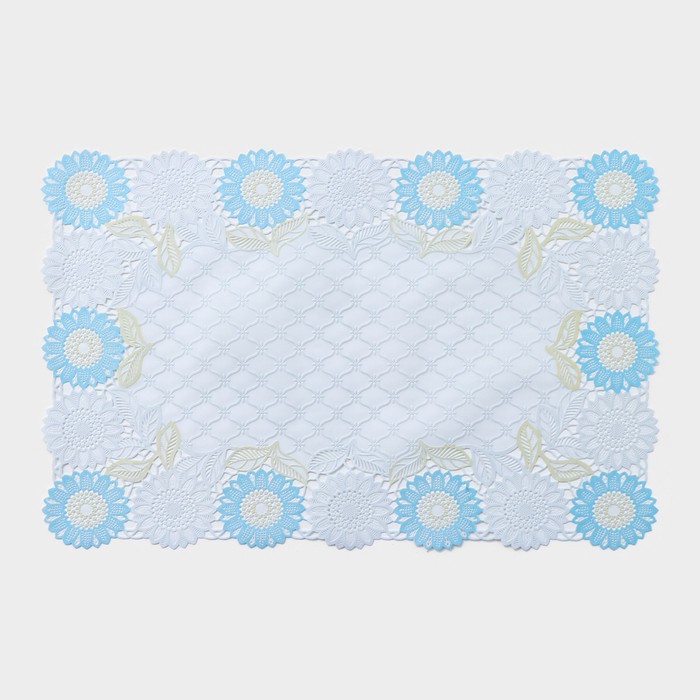 Салфетка ажурная для стола «Подсолнухи», 45×30 см, жёлто-голубая - Фото 1