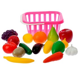 Набор «Фрукты и овощи» в корзине, 17 предметов, цвета МИКС