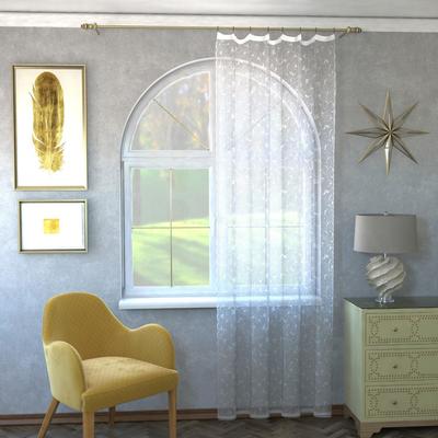 Тюль на шторной ленте, 145×250 см, белый, гардинное полотно