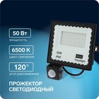 Прожектор светодиодный, 50 Вт, 4000 Лм, 6500К, Датчик движения, IP66 - фото 8753017