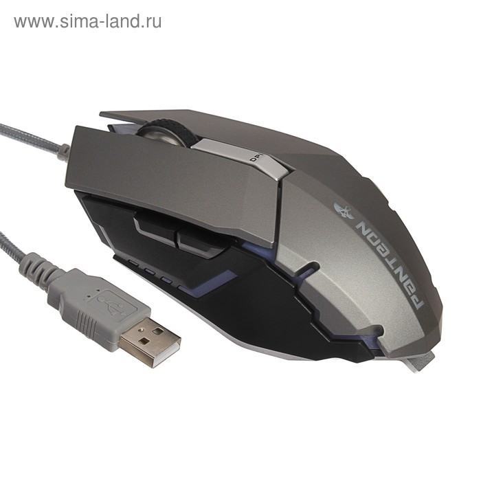 Мышь Jet.A MS63 Panteon, игровая, проводная, 6 кнопок, подсветка, 2000 dpi, USB, серебристая - Фото 1