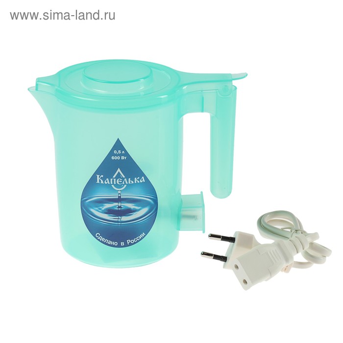 Чайник электрический "Капелька", пластик, 0.5 л, 600 Вт, бирюзовый - Фото 1