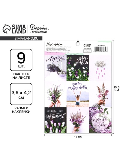 Наклейки для подарков и цветов «Луговые цветы» , 11 х 15.5 см