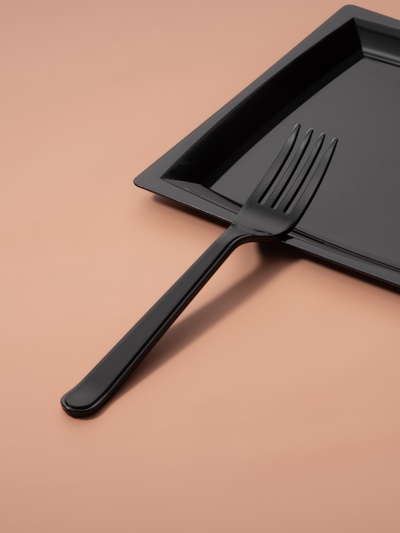 Вилка пластиковая одноразовая чёрная «Премиум», 18 см