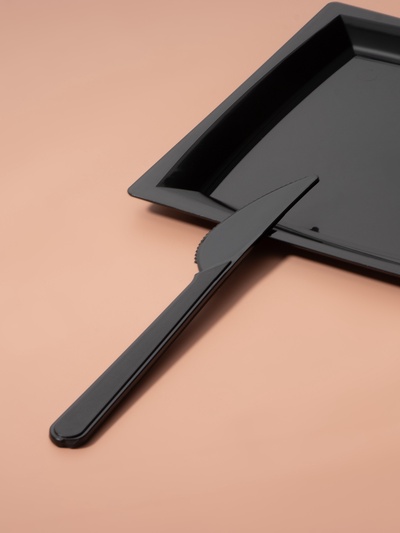 Нож пластиковый одноразовый «Премиум», 18 см, чёрный