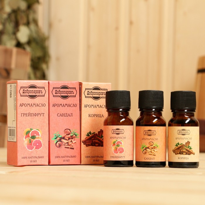 Эфирное масло по 10 мл Добропаровъ, микс ароматов: Сандал, Грейпфрут, Корица - Фото 1