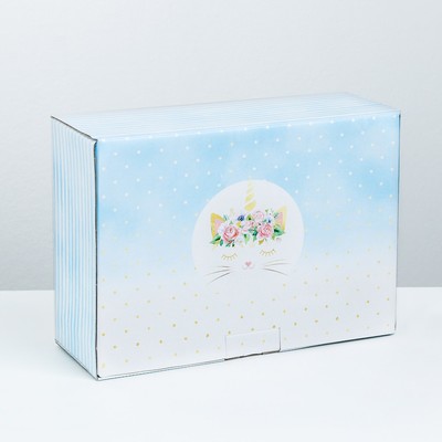 Коробка‒пенал, упаковка подарочная, «Нежный котик», 26 х 19 х 10 см