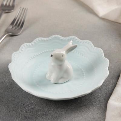 Блюдце «Кружева Кролик», d=15 см, цвет голубой