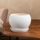 Горшок для цветов "Шар", шёлк, белый, керамика, 2 л - Фото 3