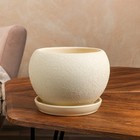 Горшок для цветов "Шар", шёлк, бежевый, керамика, 2 л - Фото 2