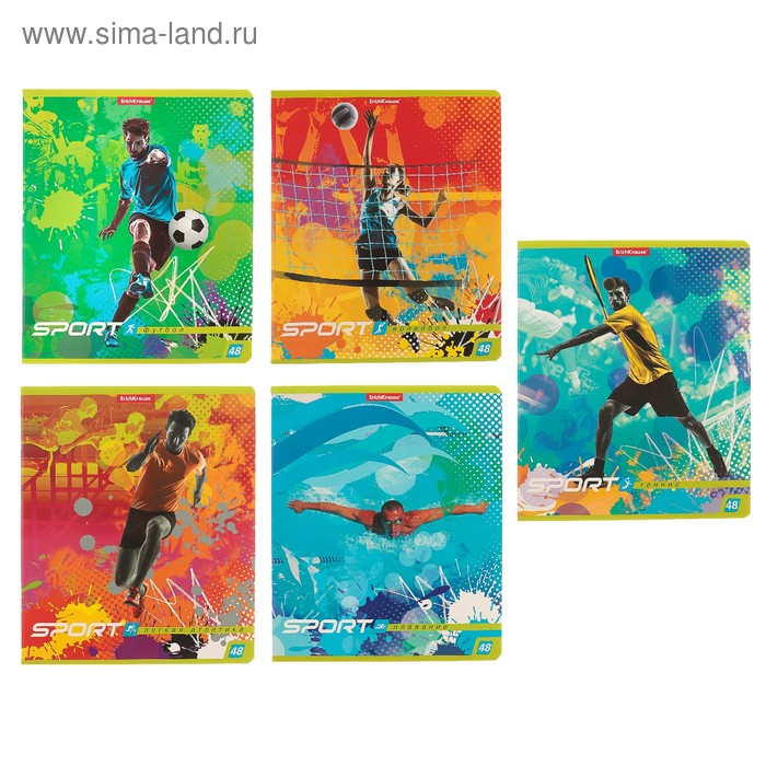 Тетрадь 48 листов клетка Erich Krause "Чемпионат", микс, обложка из мелованного картона плотностью 190 г/м2 - Фото 1