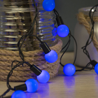 УЦЕНКА Гирлянда «Нить» 10 м с насадками «Шарики 2.5 см», IP44, тёмная нить, 100 LED, свечение синее, 8 режимов, 220 В 4050556