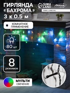 УЦЕНКА БАХРОМА, Ш:3 м, В:0.5 м, Н.Т. LED-80-220V, 8 режимов, МУЛЬТИ - фото 14916702