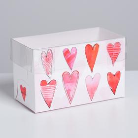 Коробка на 2 капкейка, кондитерская упаковка «Любви», 16 х 8 х 10 см