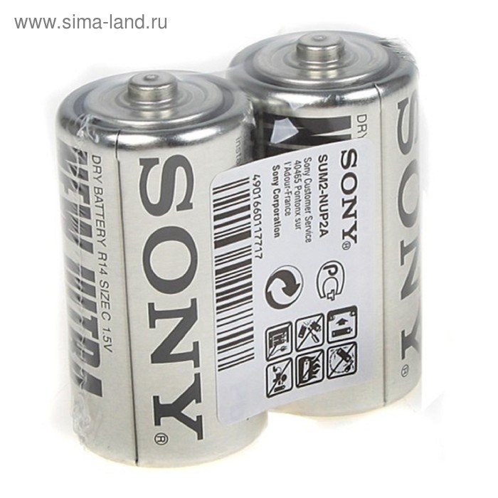 Батарейка солевая Sony New Ultra, C, R14-2S, 1.5В, спайка, 2 шт. - Фото 1