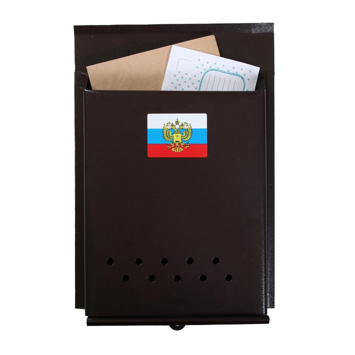 Ящик почтовый без замка (с петлёй), вертикальный, «Почта», коричневый - Фото 1