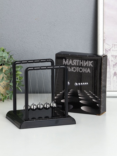 Маятник настольный антистресс «Антистресс», чёрный, 11.4×13.5×13.7 см