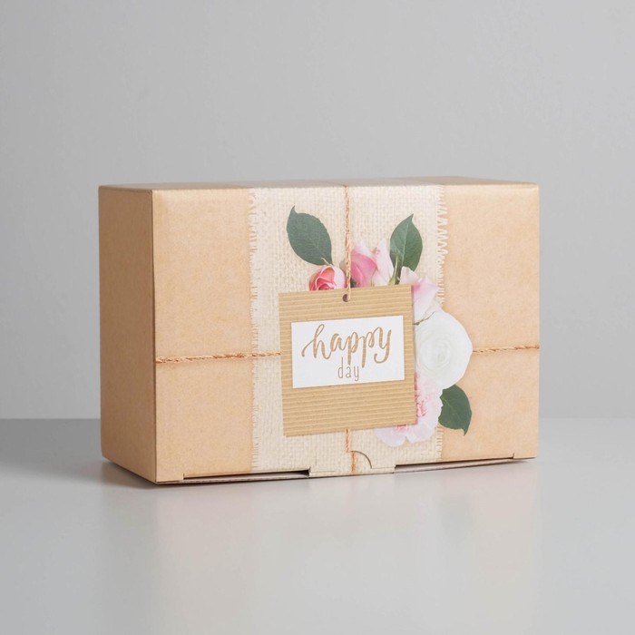 Коробка‒пенал, упаковка подарочная, «Happy day», 22 х 15 х 10 см - фото 1889312837