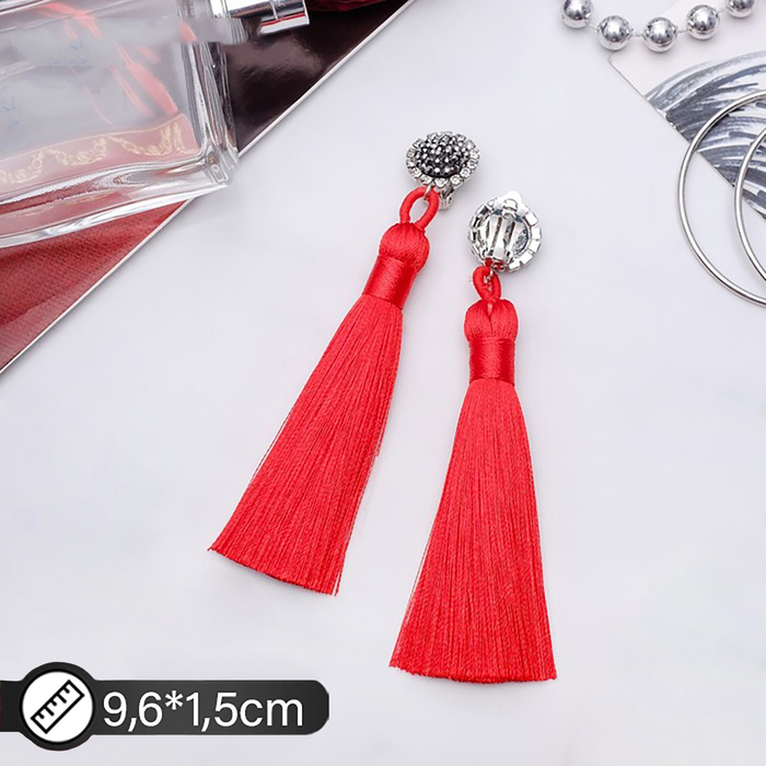 Клипсы для ушей QF «Кисти», цвет ярко-красный, L кисти 7 см - Фото 1