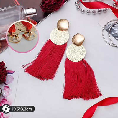 Серьги ассорти «Кисти» хинди, цвет бордовый в золоте, L кисти 6.5 см