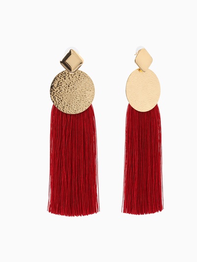 Серьги ассорти «Кисти» хинди, цвет бордовый в золоте, L кисти 6.5 см