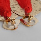 Серьги ассорти «Кисти» хинди, цвет бордовый в золоте, L кисти 6,5 см - фото 8431008