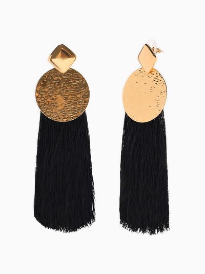 Серьги ассорти «Кисти», хинди, чёрные в золоте, L кисти 6.5 см