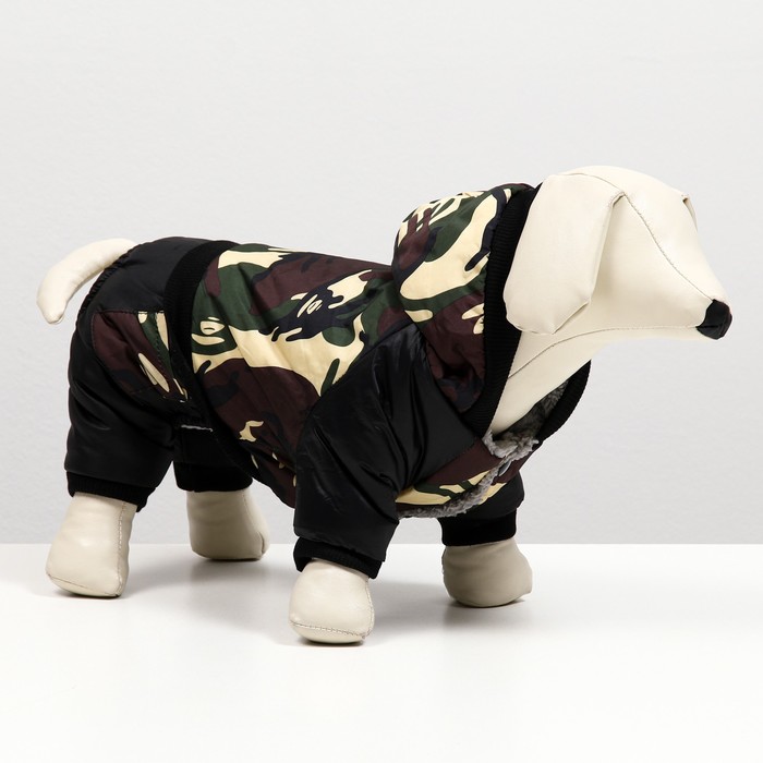 Комбинезон для собак на меховом подкладе с капюшоном, размер M (ДС 26, ОШ 32, ОГ 44 см - Фото 1