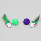 Набор игрушек для кошек: мышь 5 см, шарик с бубенчиком 3.8 см, цвет МИКС - Фото 7