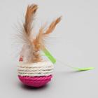 Игрушка-неваляшка из сизаля с перьями и лентами, 5,3 х 9,5 см, микс цветов - Фото 2