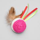 Игрушка-неваляшка из сизаля с перьями и лентами, 5,3 х 9,5 см, микс цветов - Фото 3