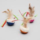 Игрушка-неваляшка из сизаля с перьями и лентами, 5,3 х 9,5 см, микс цветов - Фото 4