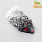 Мышь из натурального меха, 5 см, серая - фото 9419859