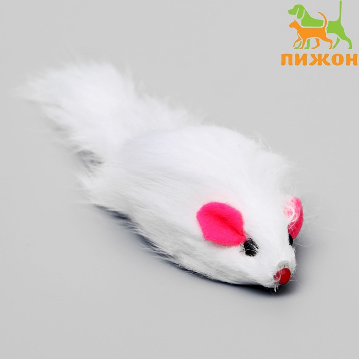 Мышь из натурального меха, 5 см, белая - Фото 1