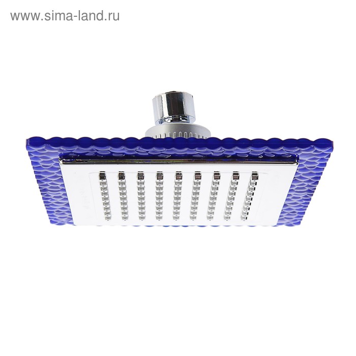 Лейка стационарная, квадратная, 15 х15 см, 1 режим, пластик, цвет синий/хром - Фото 1