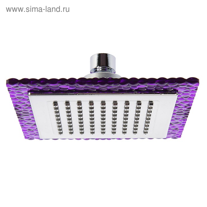 Лейка стационарная, квадратная, 15 х15 см, 1 режим, пластик, цвет фиолетовый/хром - Фото 1