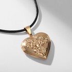 Кулон на шнурке «Для фото» сердце с розой, цвет золото на чёрном шнурке, 43 см - Фото 2