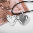 Кулон на шнурке «Для фото» сердце с цветами, цвет чернёное серебро на чёрном шнурке, 45 см - фото 8655172