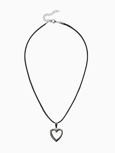 Кулон на шнурке «Для фото» сердце, цвет серебро на чёрном шнурке, 45 см